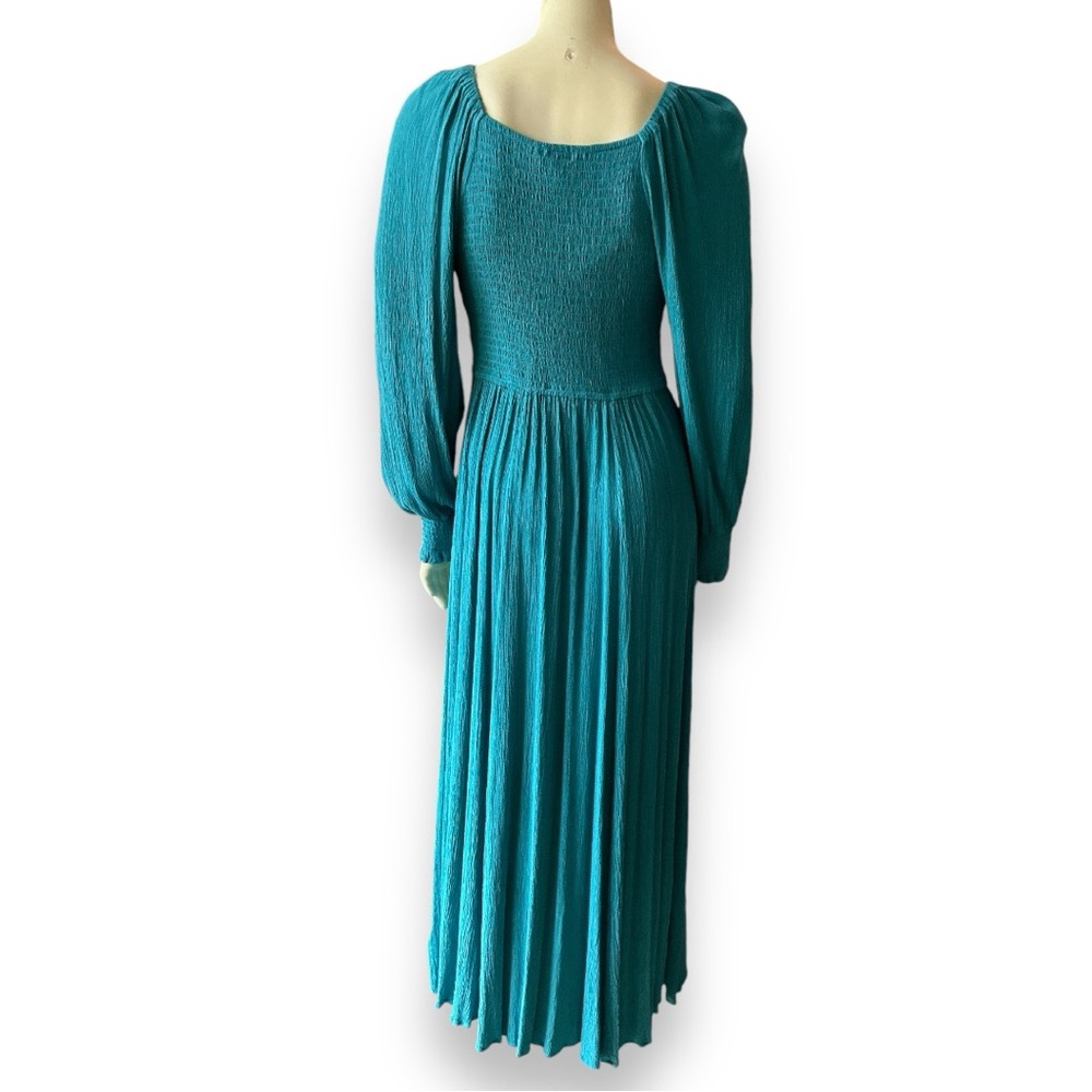 In Loom dress long maxi black -smocked back waist cuffs-slits-low neckline XS/S - Picture 6 of 15